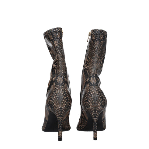 Stella McCartney Women's Brown Python Print Eco Leather Mid Heels Ankle Boots